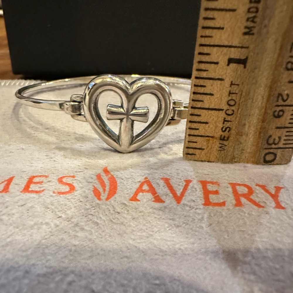 James Avery Silver Heart Cross hook close Bracelet